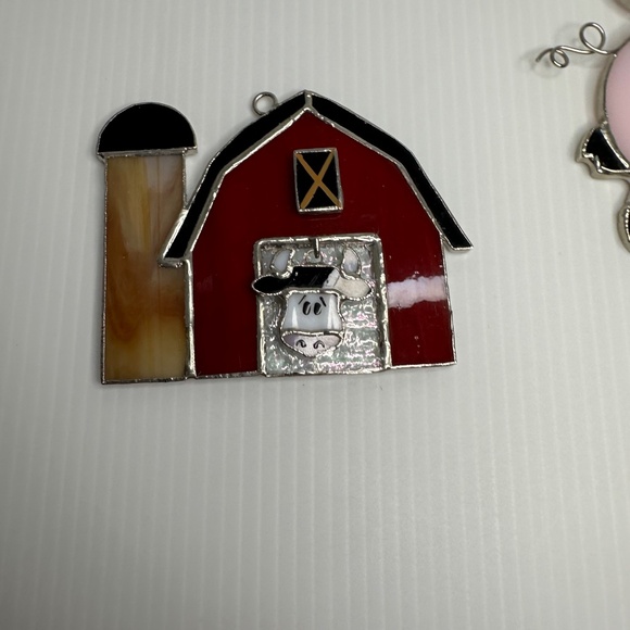 Lot Switchables Stained Glass Night Light, Large Pig, Barn,Small Cow - Picture 5 of 9